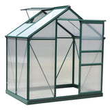 Garvee Polycarbonate Greenhouse Walk-In Outdoor Greenhouse With Sliding Door & Roof Vent Aluminum Frame Rain Gutter Backyard Patio Garden Green - Green