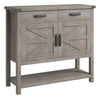 Garvee Farmhouse Entryway Table, Console Table with 2-Door Cabinet & 2 Drawers, Coffee Bar Cabinet, Sofa Tables Buffet Sideboard for Kitchen, Hallway, Dining, Living Room-Grey