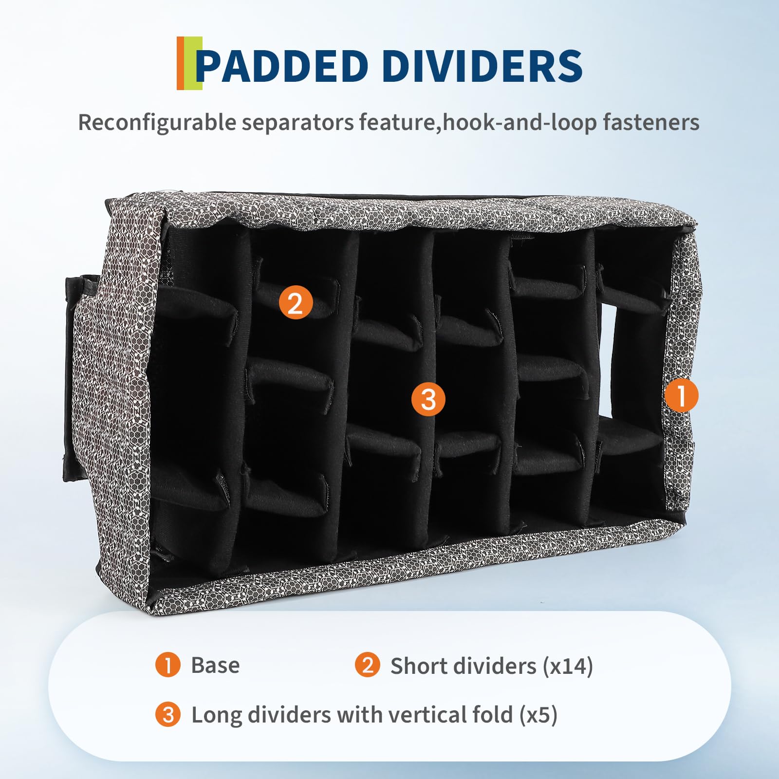 Insert de séparation rembourré configurable pour mallette de protection Garvee