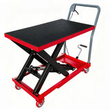Garvee Hydraulic Lift Table Cart 500Lbs Load Capacity Manual Single Scissor Lift Table 28.5 Inch Red Black - Black