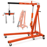 Garvee Folding Hydraulic Engine Hoist with Lever, 2T 4000 LBS Cherry Picker Engine Lift, Hydraulic Tilting Shop Crane, 6 Iron Caster Wheels, Telescopic Boom, Orange - Orange