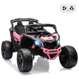 Garvee Kids Ride On Car Licensed Can-Am 12V UTV with Dual Motors Remote Control All-Terrain Tires LED Lights Spring Suspension Outdoor Electric Toy for Boys Girls - Pink