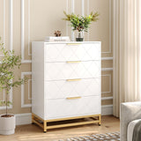 Garvee Dresser for Bedroom with 4 Drawer, TV Stand Dressers Chest of Drawers for Living Room Hallway Entryway, MDF Board, White - White