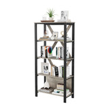 Garvee Modern Bookshelf with Dimmable RGB LED Lighting, Open Wood & Metal Design, Five Levels, Gray, Versatile for Office & Living Room