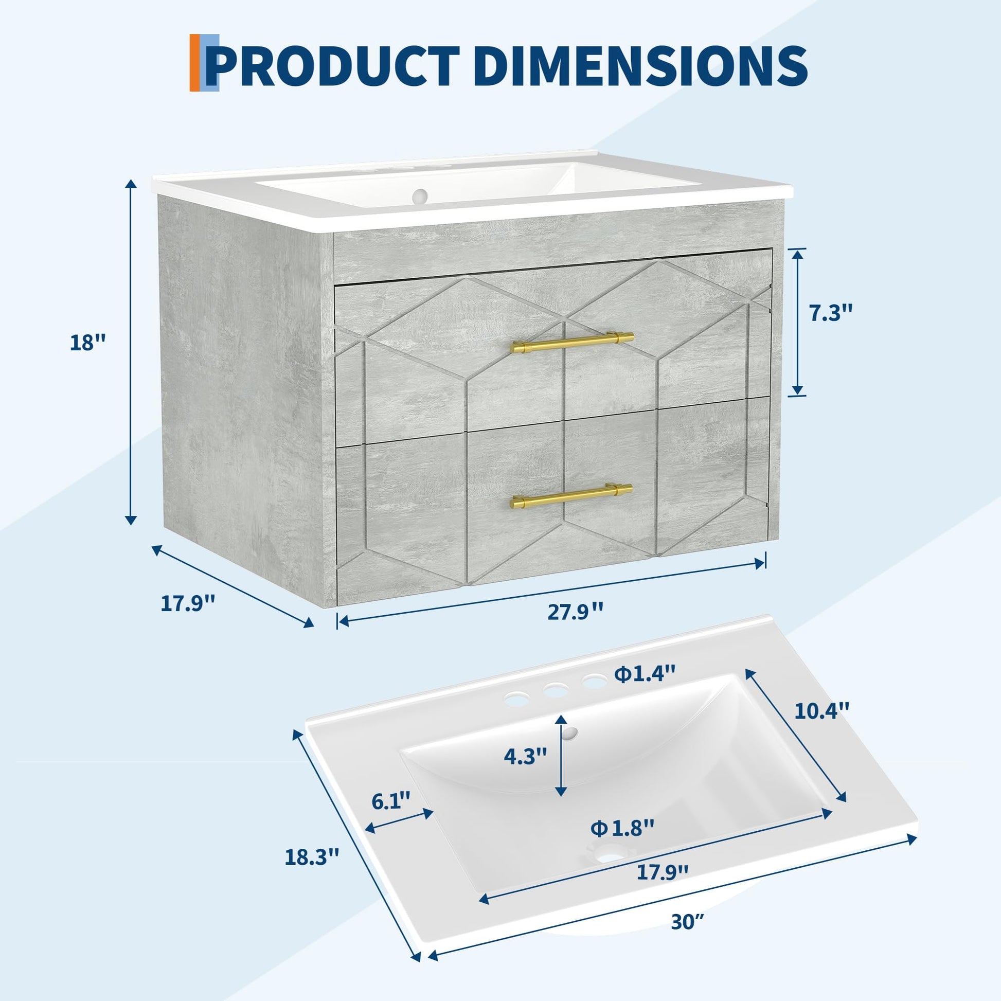 Product dimensions of 30 inch bathroom vanity
