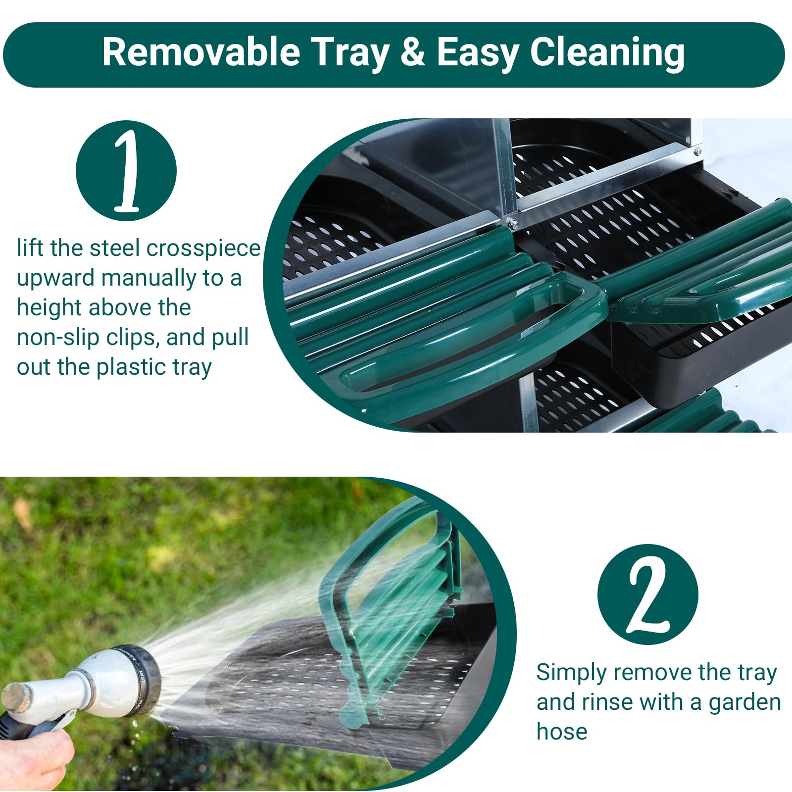 Removable tray design for quick cleaning and rinsing