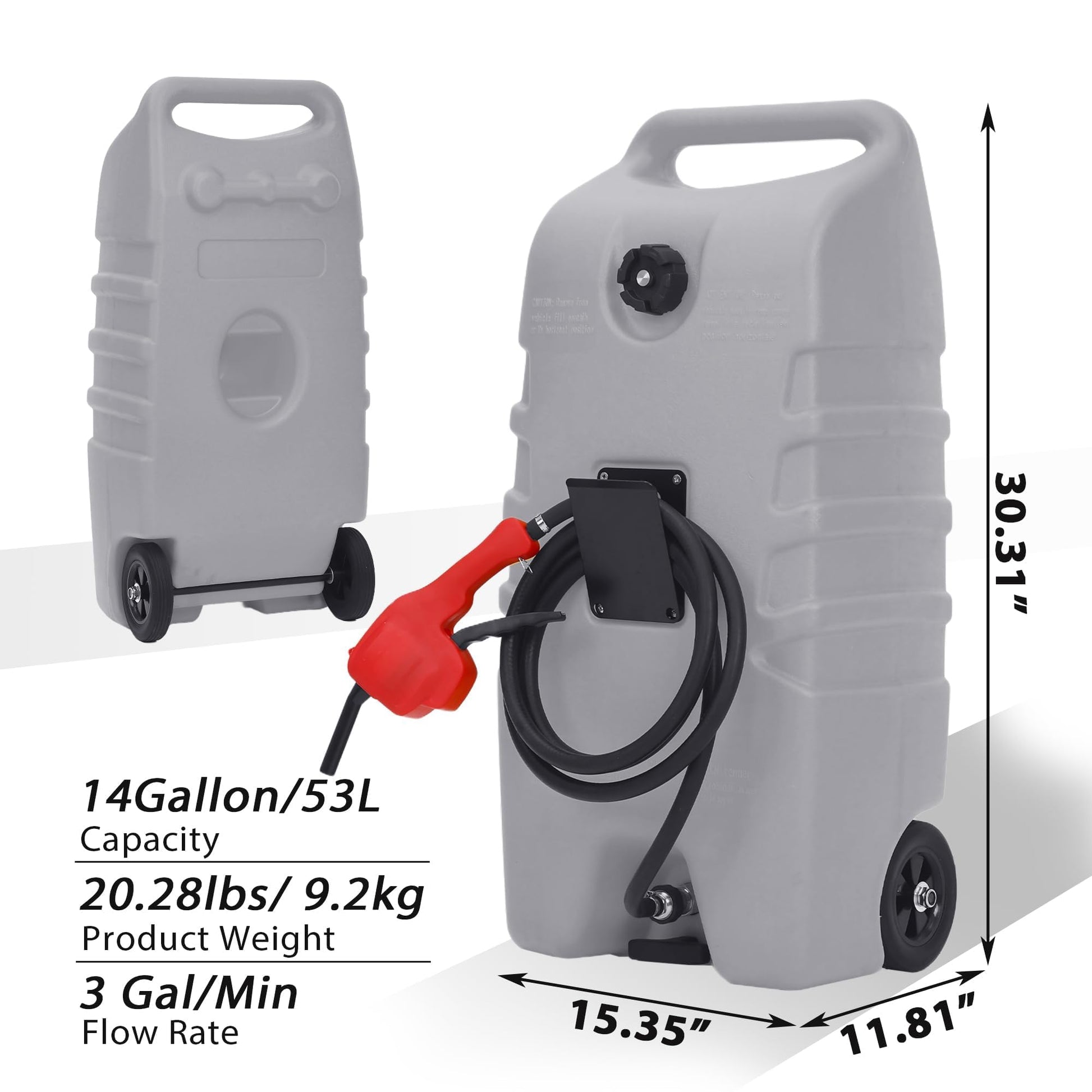 53L portable fuel canister size and capacity