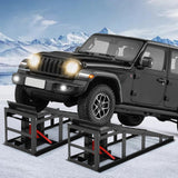 Garvee 2 Pack Heavy Duty Hydraulic Car Ramps Steel Adjustable Height Low Profile 5t 11,000Lbs - Black