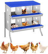 Garvee Chicken Nesting Box, 6 Compartments, Two-Tier Galvanized Steel, Wall Mount, Large Vented Holes, Easy Egg Collection, Durable, Spacious, Rust-Proof - Blue | 6 Compartments