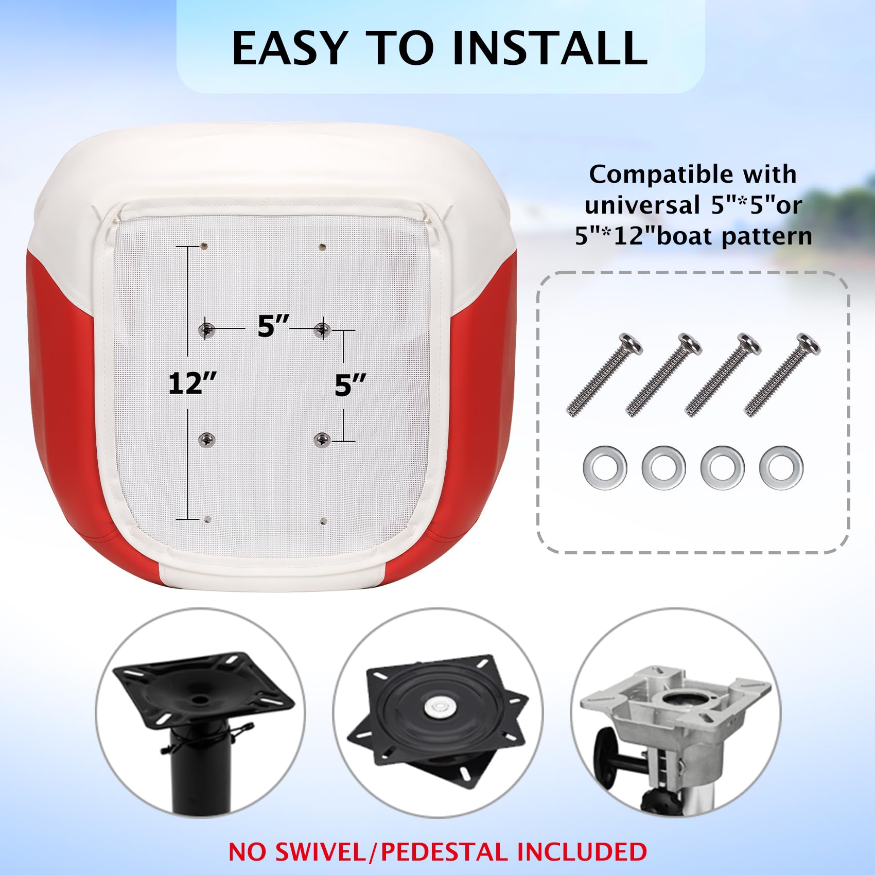 white and red captain boat seat mounting pattern and included hardware