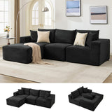 Garvee 108" Modular Sectional Sofa L-Shaped Boneless Cloud Couch With 67.5" Chaise Corduroy Fabric No Assembly - Lie Left | Corduroy | Black