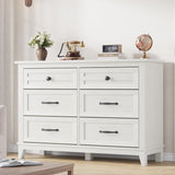 Garvee 6 Dresser for Bedroom, 47" Wide Dresser, Wide Drawer Dresser with Storage Freestanding, Wooden Closet Dresser Storage Dresser Chest for Living Room, Bedroom, Entryway,Ash White