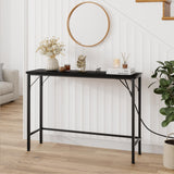 Garvee Narrow Sofa Table with Power Outlets and USB Ports, Industrial Console Table for Behind Couch, 39.4 Inch, Black - Black