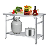 Garvee 48x24 Inch Stainless Steel Folding Table Commercial Foldable Prep Table Adjustable Undershelf & Feet Kitchen Restaurant Garage Silver