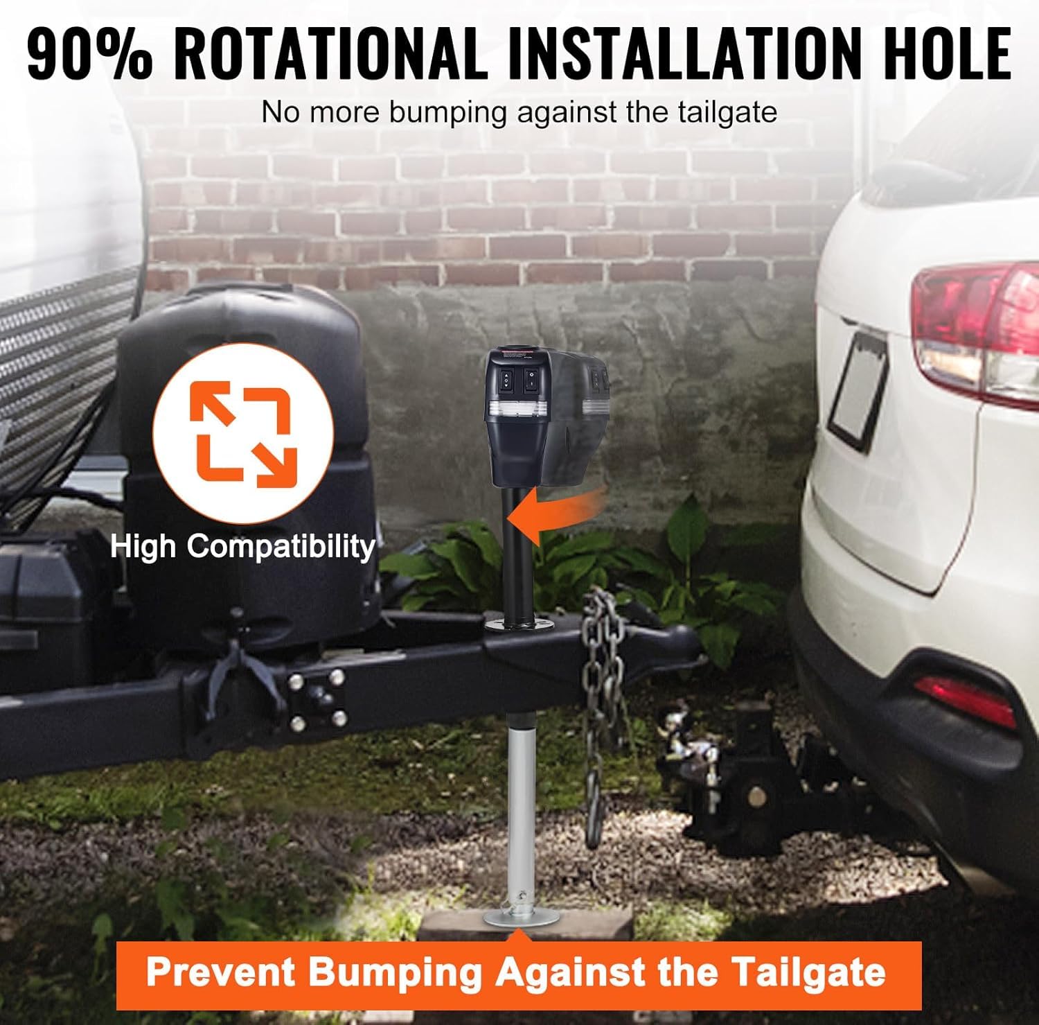 90 degree rotational installation hole for better tailgate clearance
