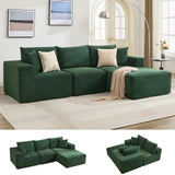 Garvee 108" Modular Sectional Sofa L-Shaped Boneless Cloud Couch With 67.5" Chaise Corduroy Fabric No Assembly - Lie Right | Corduroy | Green