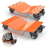 Garvee Heavy Duty Car Wheel Dolly Set, 4000LBS Car Moving Dolly, Wheel Dollies Car Tire Stake Set of 2 Piece, Car Tire Dolly Cart Moving Cars, Trucks, Motorcycles, Boats, Orange - Orange