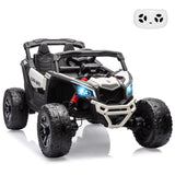 Garvee Kids Ride On Car Licensed Can-Am 12V UTV With Remote Control All-Terrain Tires LED Lights Spring Suspension Outdoor Electric Toy for Kids Boys Girls - White