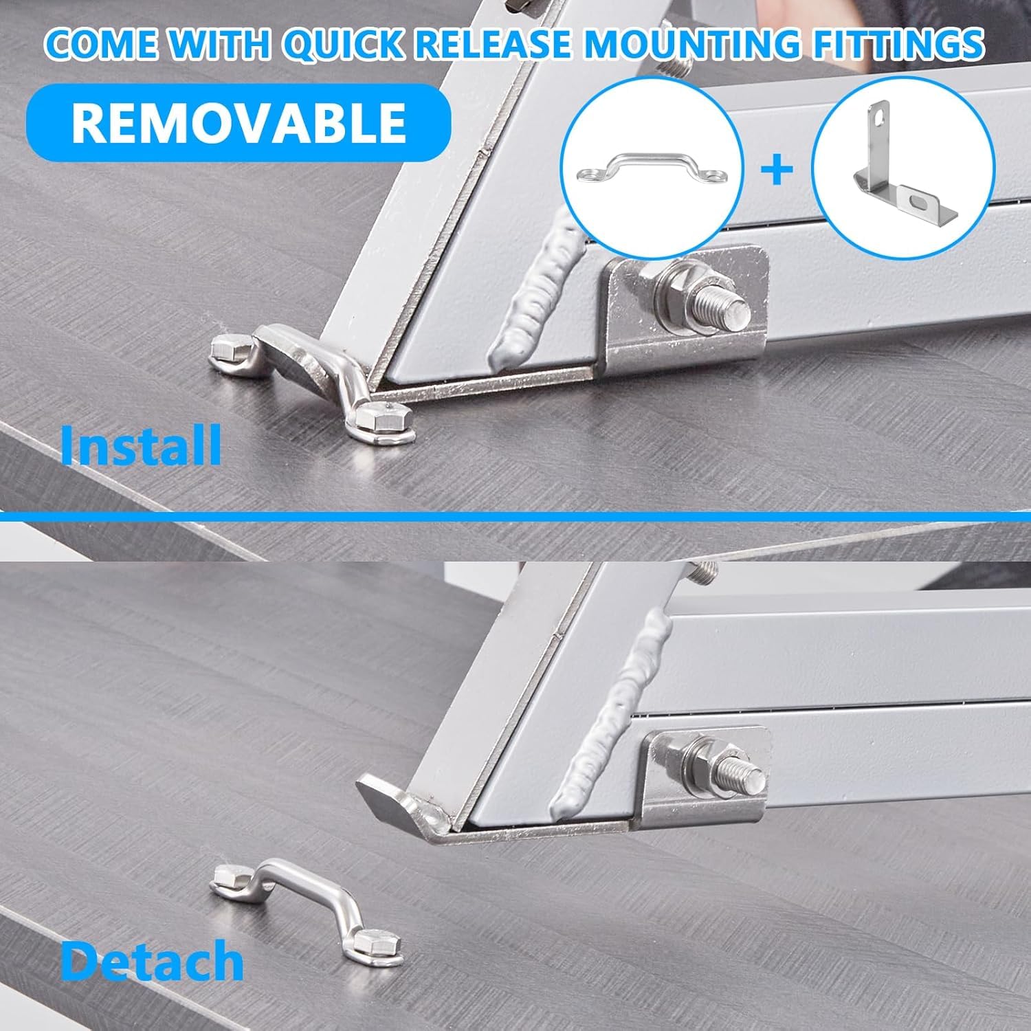 Quick release mounting fittings for removable aluminum dock ladder