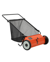 Garvee 26 in Push Lawn Sweeper With 4 Spinning Brushes, 7 Cu. Ft. Collection Bag, Adjustable Height, Durable Steel Frame, Rubber Wheels For Grass Leaves Debris - Orange