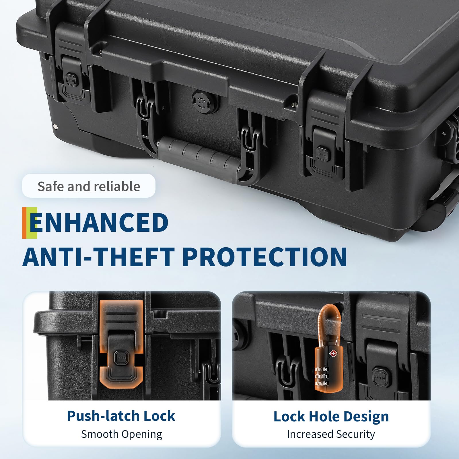 Conception antivol à double verrouillage sur la mallette de protection Garvee
