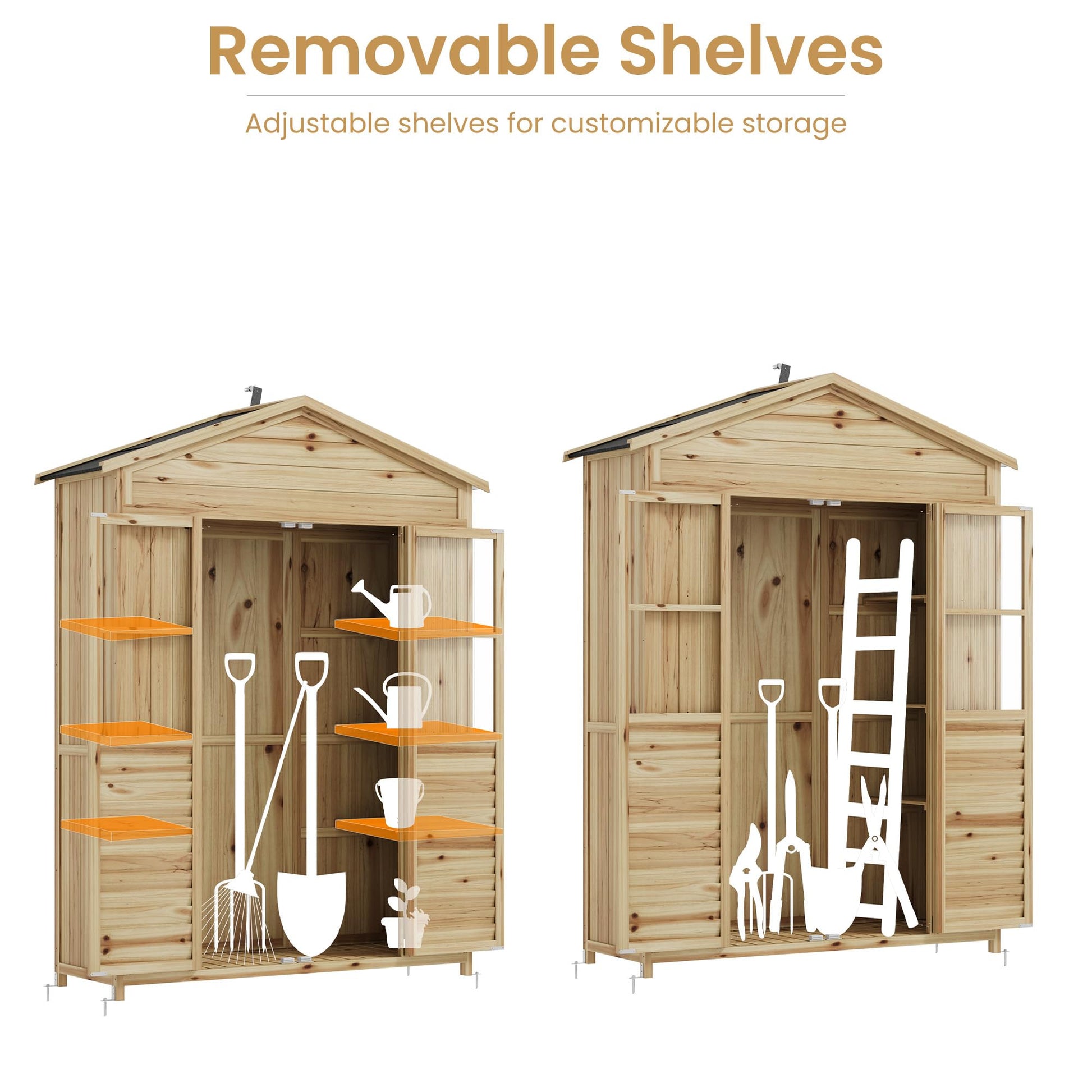Garvee patio storage shed removable shelves