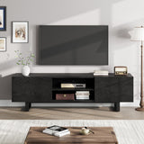 Garvee Industrial TV Stand for 80 in, Wooden Media Cabinet with Heavy Duty Iron Legs, Modern Entertainment Center, Black, 70.1"L x 15.1"W x 20.4"H