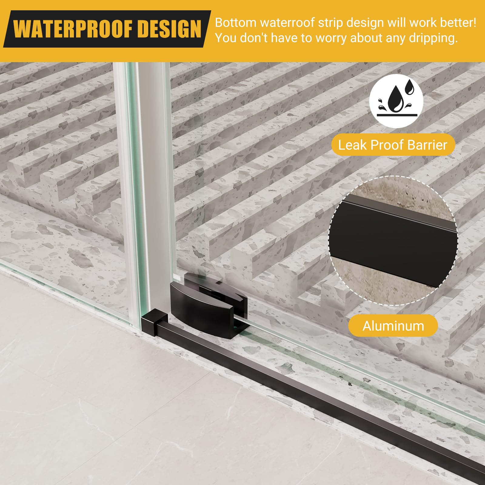 Waterproof bottom strip and leak-proof barrier