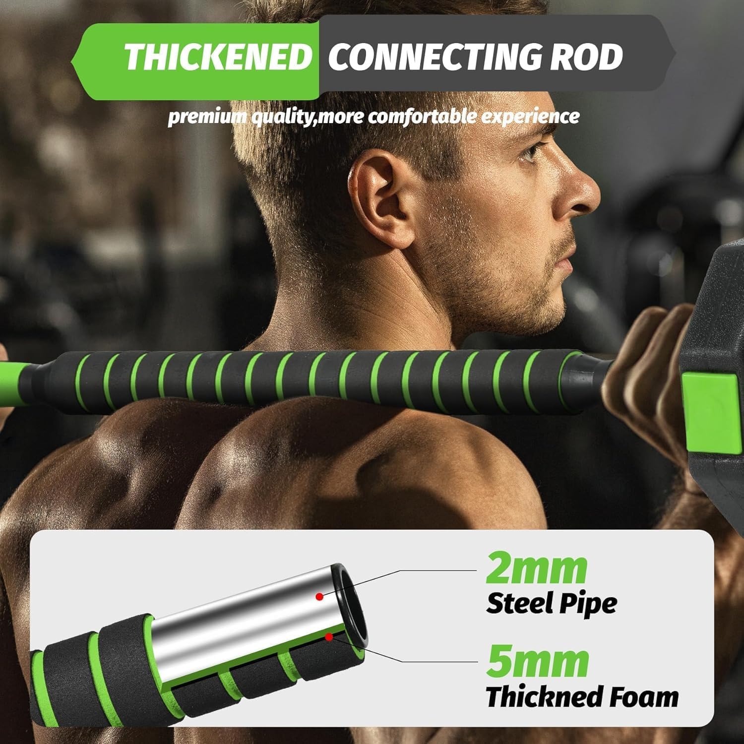 Garvee reinforced barbell connector with foam padding