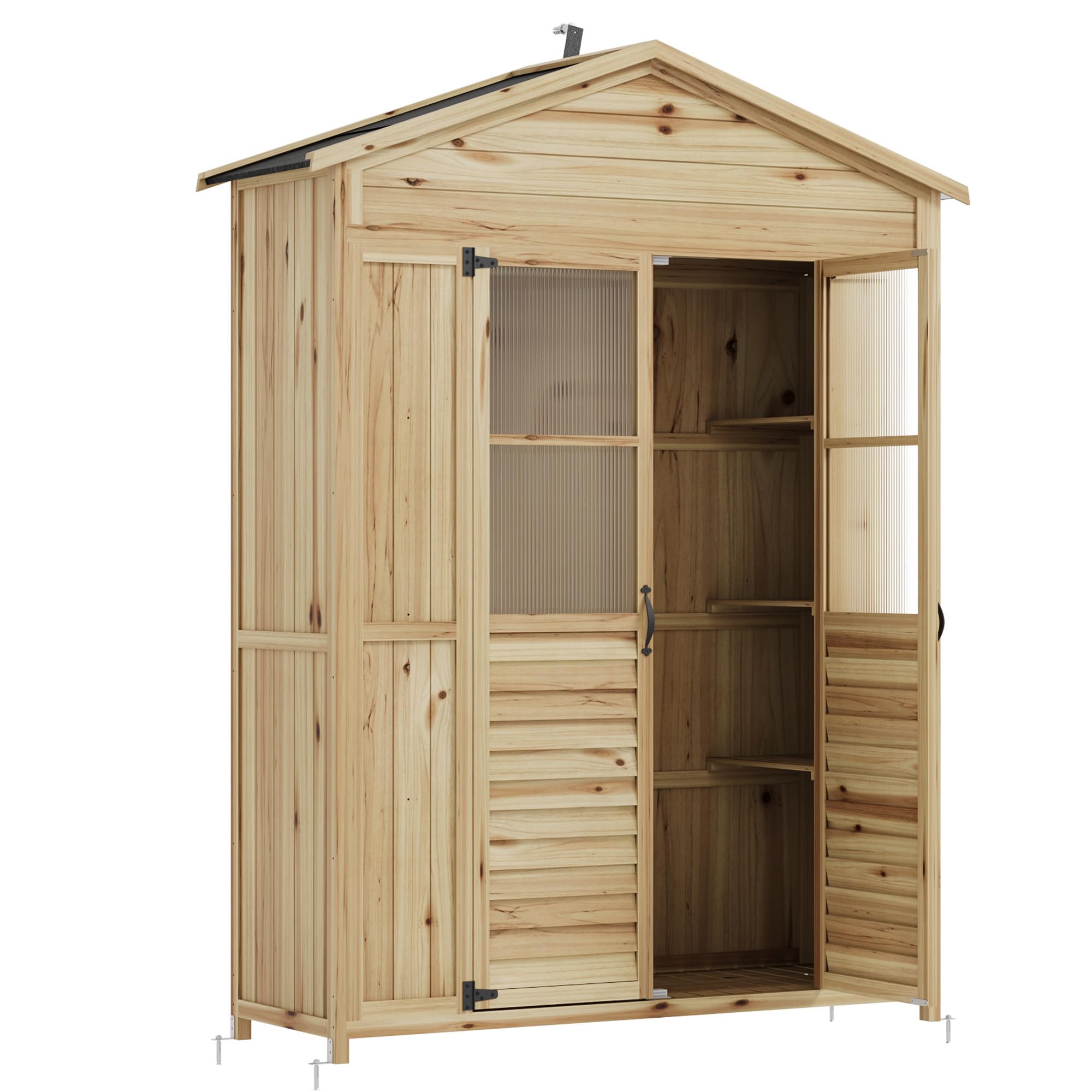 Garvee fir wood patio storage cabinet with single hinged door