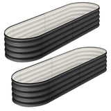 Garvee 2 Pcs 4.5' X 2' X 1' Galvanized Raised Garden Bed Outdoor,Planters for Outdoor Plants,Open-Ended Base Planter Raised Boxes,Oval Metal Planter Box for Vegetables, Flowers, Fruits,Rubber Edge, Gray - Gray(Rubber Edge)