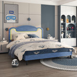 Garvee LED Light Upholstered Bed Frame Full Size Princess Platform Bed with Headboard Blue Easy to Install Noise-Free Design No Box Spring - Blue White(Without Drawers)