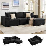 Garvee 108" Modular Sectional Sofa L-Shaped Boneless Cloud Couch 67.5" Chaise Corduroy Fabric No Assembly - Lie Right | Corduroy | Black