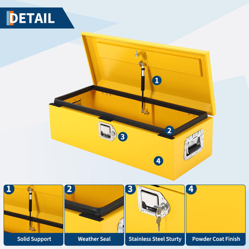 Garvee 39 Inch Steel Truck Bed Tool Box - Diamond Plate Design with Side Handles and Locking Keys, Compact and Durable for Pickup Trucks, RVs, and Trailers, Yellow