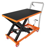 Garvee Single Scissor Lift Table, 330lbs Capacity 28.5" Lifting Height, Hydraulic Lift Table Cart with Locking Wheels and Non-Slip Pad, Hydraulic Scissor Cart for Material Handling and Transportation - 
