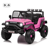 Garvee 12V Kids Ride On Truck Car with Parent Remote Control, 3 Speeds, Emergency Braking, LED Lights, Music & Horn, Pink for Boys and Girls Outdoor Adventures - Pink