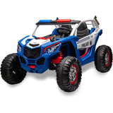 Garvee Ride - P Series: 24V 2 Seater Kids Ride on UTV Car For age 3+, w/Remote Control, 4WD Powerful Electric Vehicle with 4x75W Motors, 4 Shock Absorber, Leather Seat, Music and Light - Blue - Blue