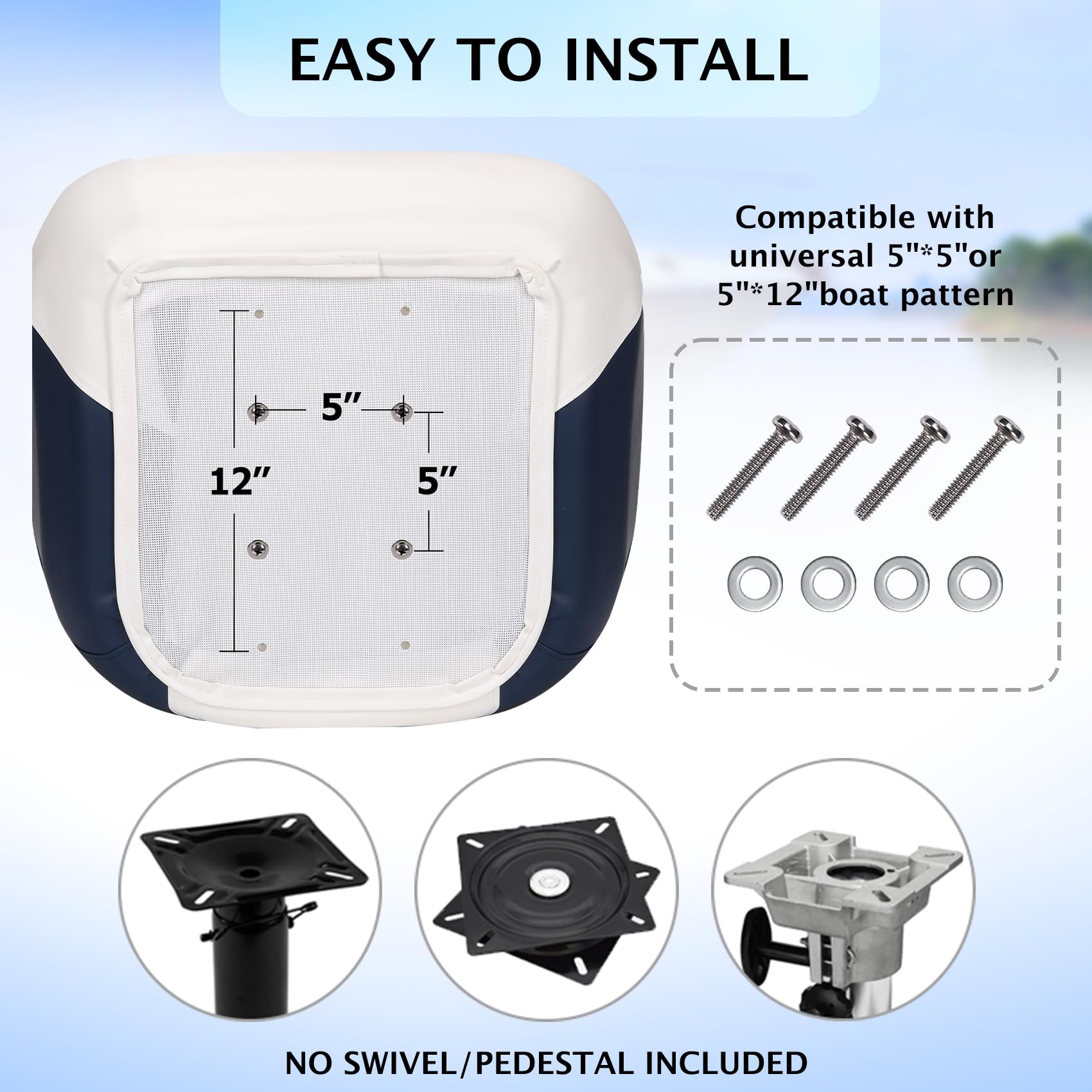 blue and white captain boat seat mounting pattern and included hardware
