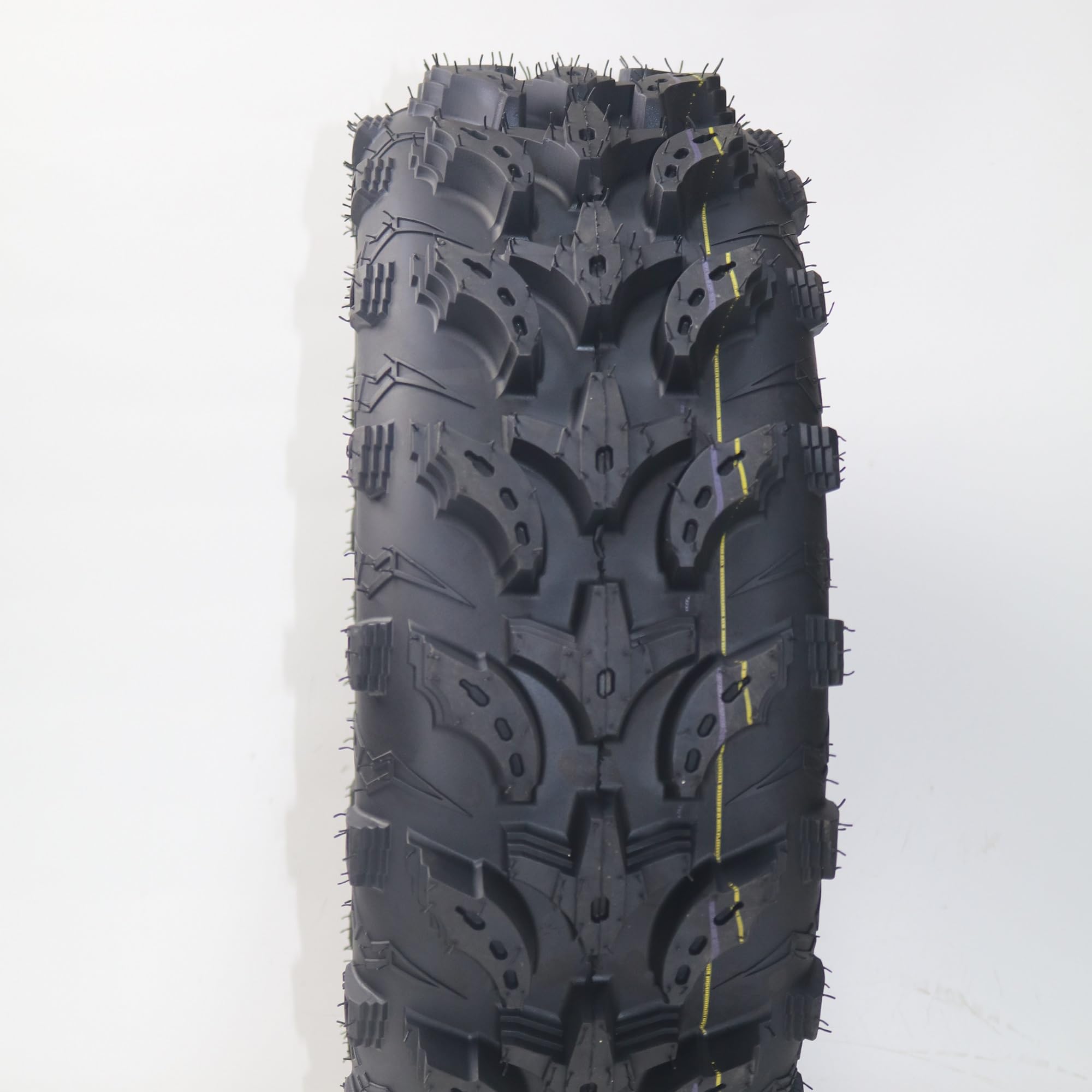 Front view of aggressive tread lugs on a 26x10-12 ATV tire