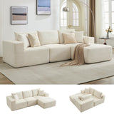 Garvee 108" Modular Sectional Sofa L-Shaped Boneless Cloud Couch With 67.5" Chaise Corduroy Fabric No Assembly - Lie Right|Corduroy|Beige