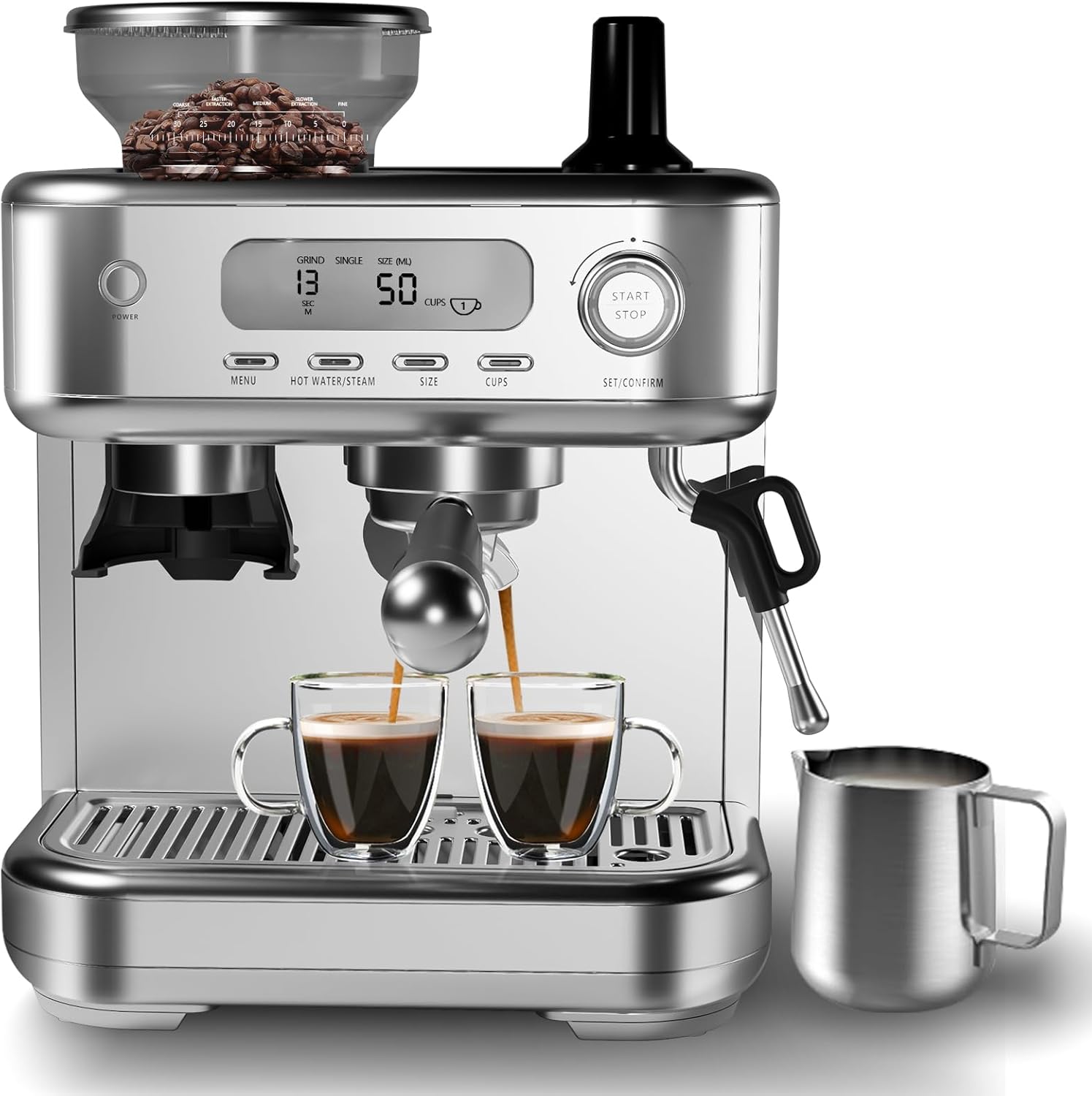 Garvee Automatic Espresso Machine Coffee Maker with Fast Heating, 15-Bar Pump, 1350W Motor for Home and Kitchen, Black