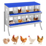 Garvee 8 Compartments Chicken Nesting Boxes for Laying Eggs, Poultry Nesting Boxes, Egg Laying Boxes for Chickens & Hens, Heavy-Duty Galvanized Steel, Easy Installation, Protective Egg Collection, Durable - Blue 8 Hole  With Legs