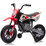 Garvee Ride - P Series: 12V Kids Electric Dirt Bike, 25W*2 Motor, Twist Grip Throttle, Spring Suspension, Training Wheels, Ride-On Toy - Red - Red