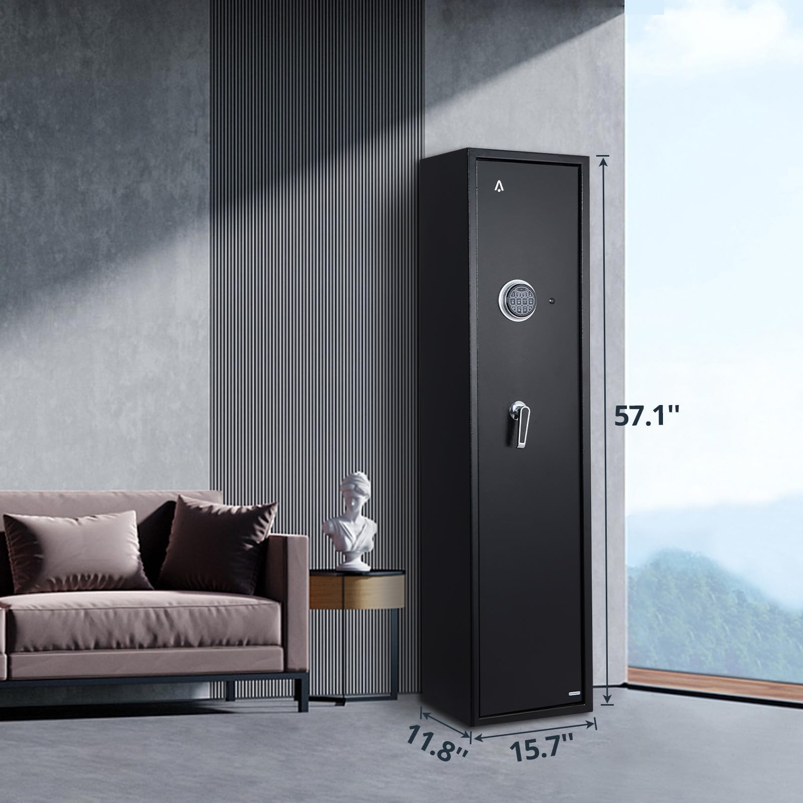 Tall slim footprint gun safe size reference