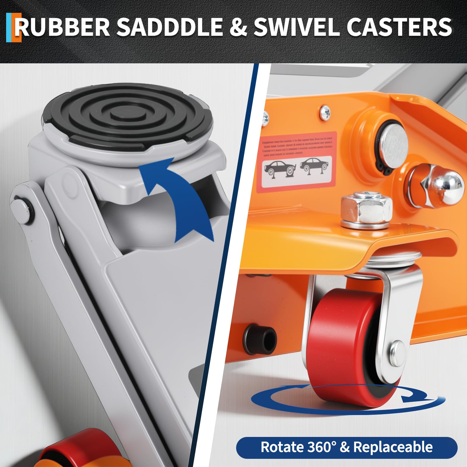 Rubber saddle and swivel casters