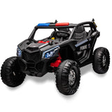 Garvee Ride - P Series: 24V 2 Seater Kids Ride on UTV Car For age 3+, w/Remote Control, 4WD Powerful Electric Vehicle with 4x75W Motors, 4 Shock Absorber, Leather Seat, Music and Light - Black - Black