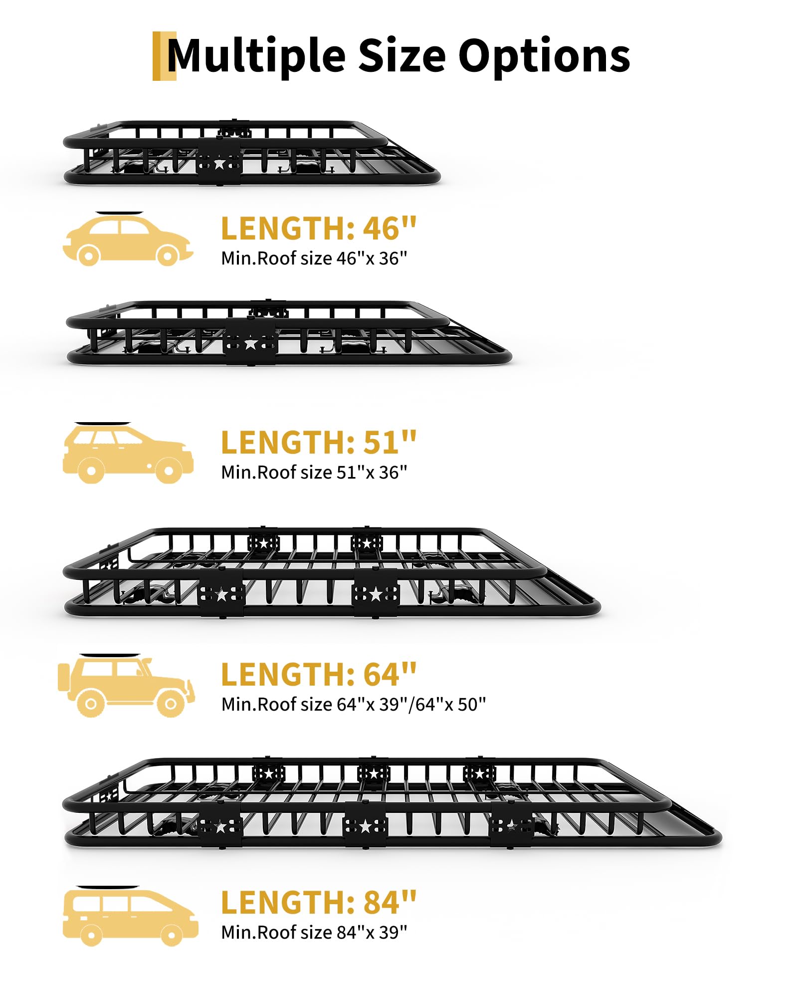 Garvee roof rack basket multiple size options including 84 inch