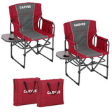 Garvee 2 Pcs Oversized Camping Directors Chair Portable Folding Lawn Chair with Side Table for Outdoor Beach Fishing Picnic, Heavy Duty Steel Frame, Red - Red - 2 Pcs