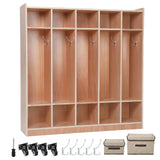 Garvee 5-Section Classroom Coat Locker, 10 Cubbies for Classrooms, Daycare Cubby with 4 Casters, 5 Hooks and 2 Storage Boxes, for Home, School, Kindergarten
