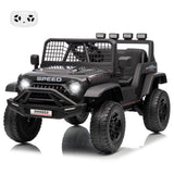 Garvee 12V Kids Ride On Truck Car with Parent Remote Control, 3 Speeds, Emergency Braking, LED Lights, Music & Horn, Black - Black